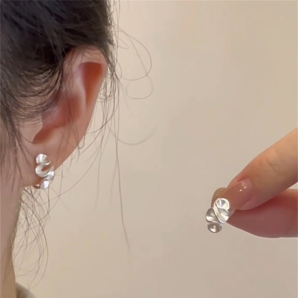 Wholesale Frosted Silver Copper Flower Geometric Ear Clips Fashion Accessory Gift