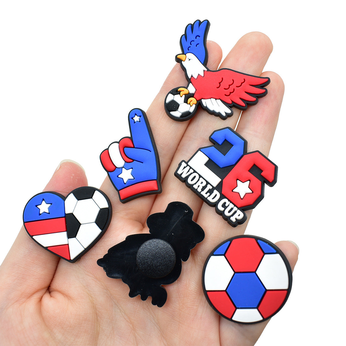 Wholesale Random 100pcs USA Football   PVC Soft Rubber Shoe Buckle Decoration
