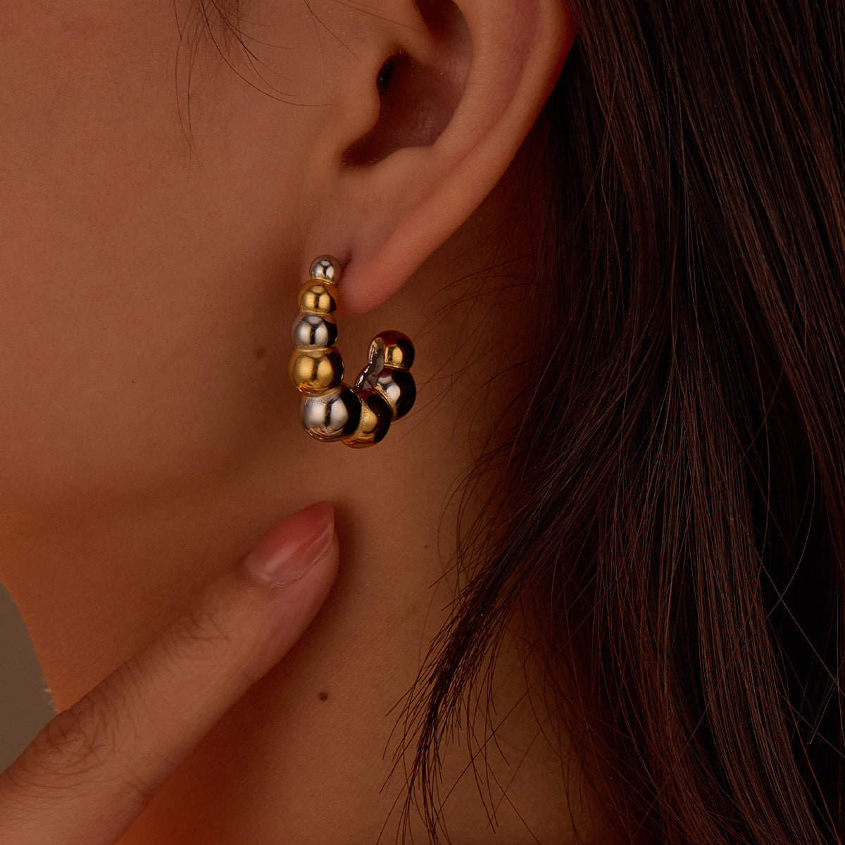 Wholesale geometric color matching stainless steel earrings