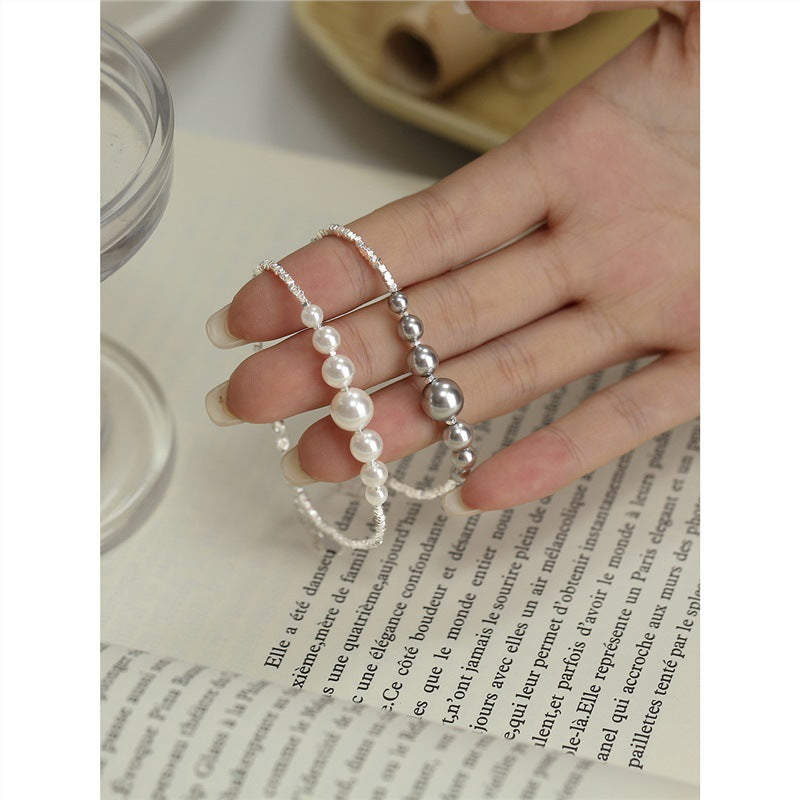 Wholesale silver pearl necklace bracelet female 925 sterling silver light luxury necklaces