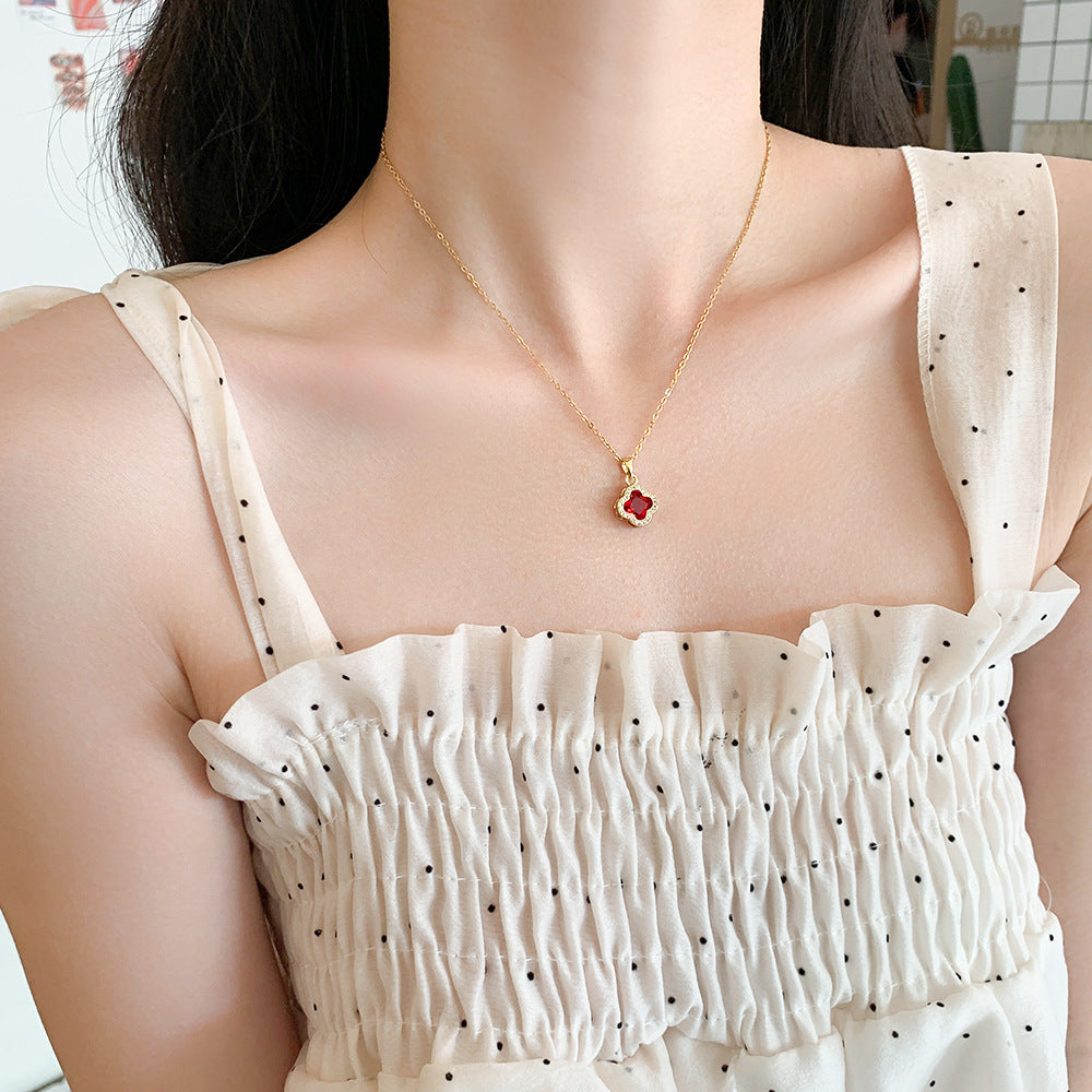 Wholesale Titanium Steel Zircon Clavicle Chain Necklace Korean Style Jewelry Accessory