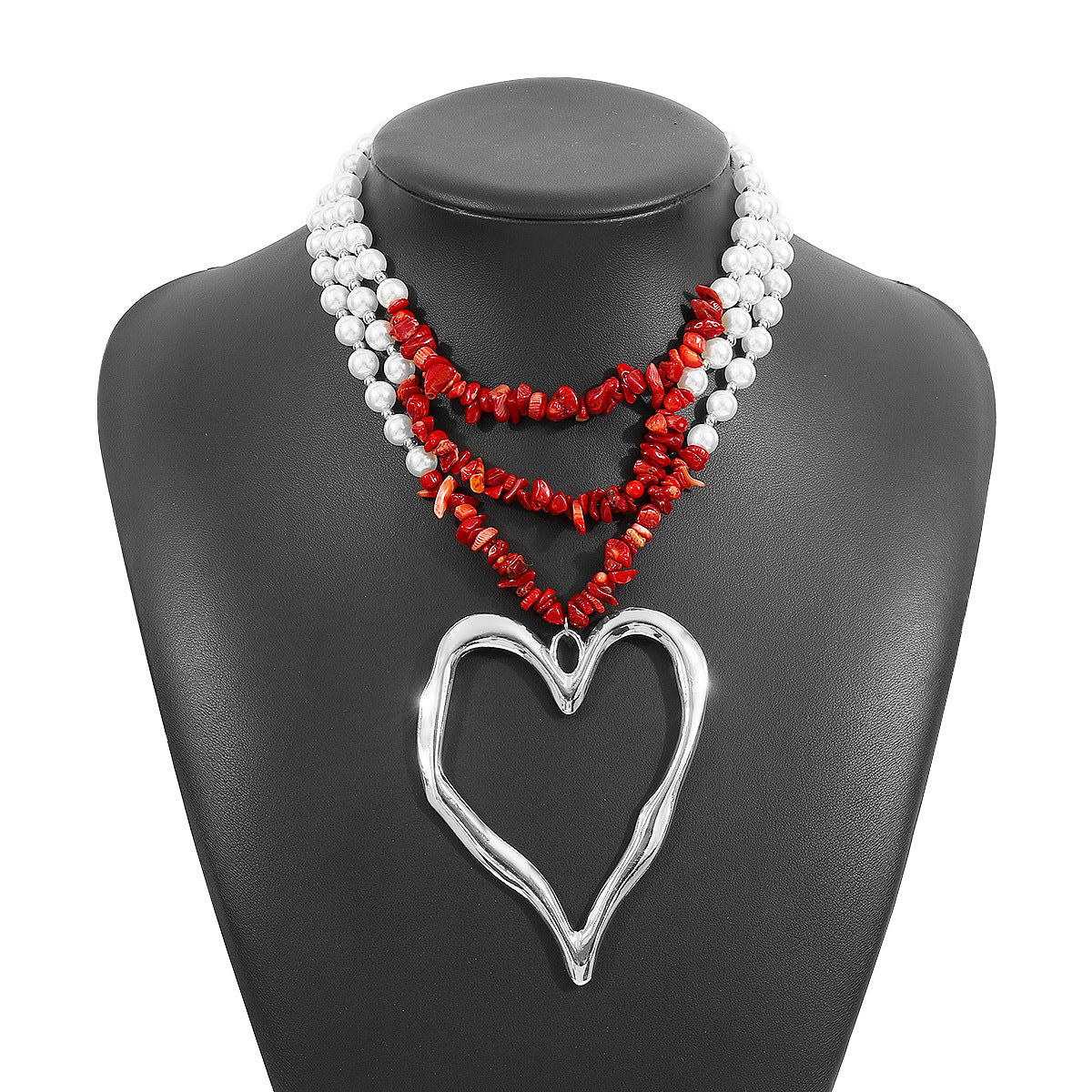 Wholesale Bohemian Multi-layer Love Beaded Necklace Spring and Summer Overlapping Pearl Turquoise Necklace