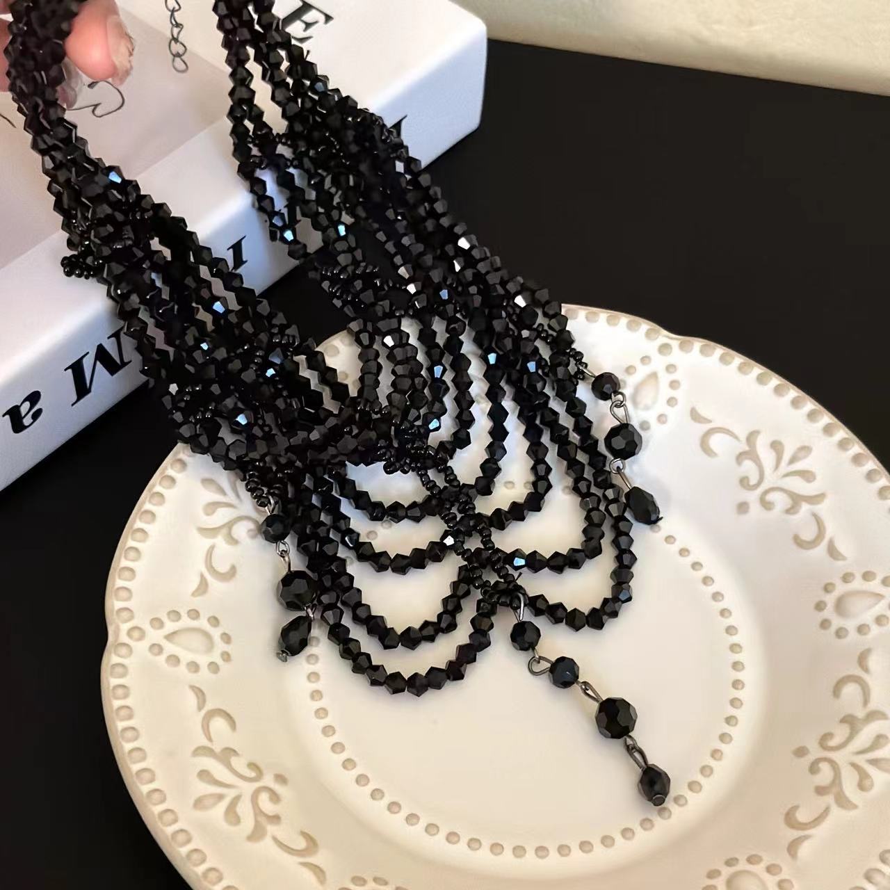 Wholesale  Personalized Multi-layer Woven  Crystal Rhinestone Tassel  Necklace