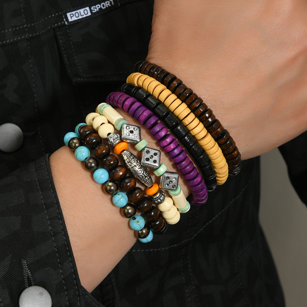 Wholesale Western-style multi-layered wooden bead bracelet