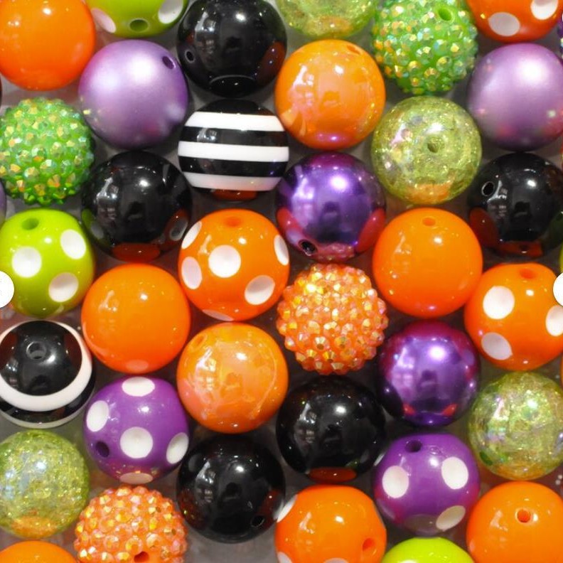 Wholesale  50pcs/ pack Green  Black Orange  20MM Acrylic Bubblegum Beads
