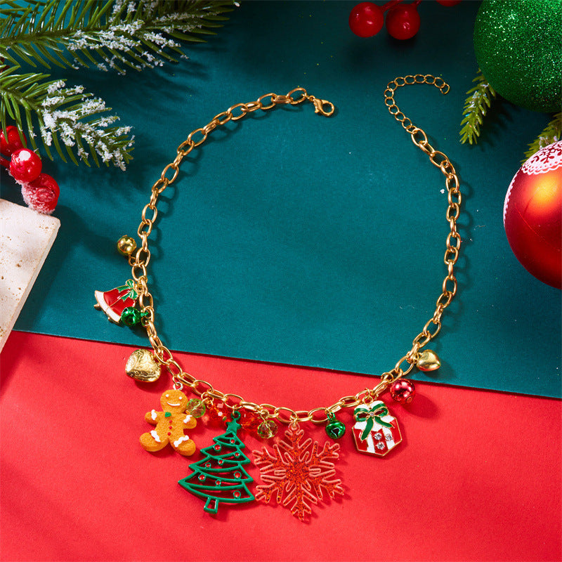Wholesale Christmas Tree Snowflake Gingerbread Man Necklace
