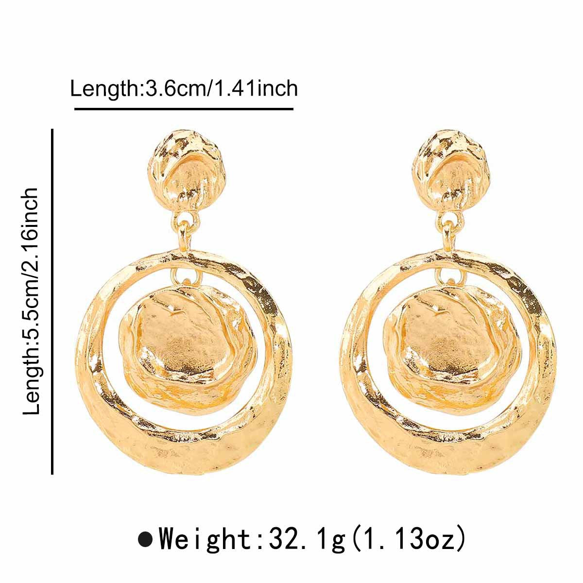 Wholesale exaggerated design pleated alloy geometric pendant earrings