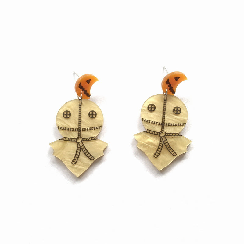 Wholesale Halloween Glitter Horror Pumpkin Knife Ghost Skeleton Skeleton Spider Acrylic Earrings ACC-ES-XP016