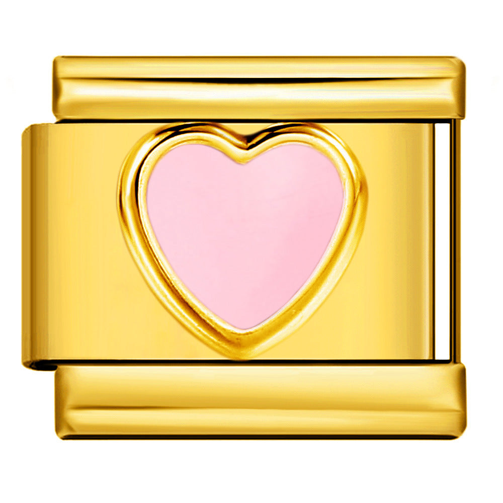 Wholesale Italian Charm Bracelet 9mm DIY Splicing Colored Oil-Drip Petals Stainless Steel Composable Bracelet