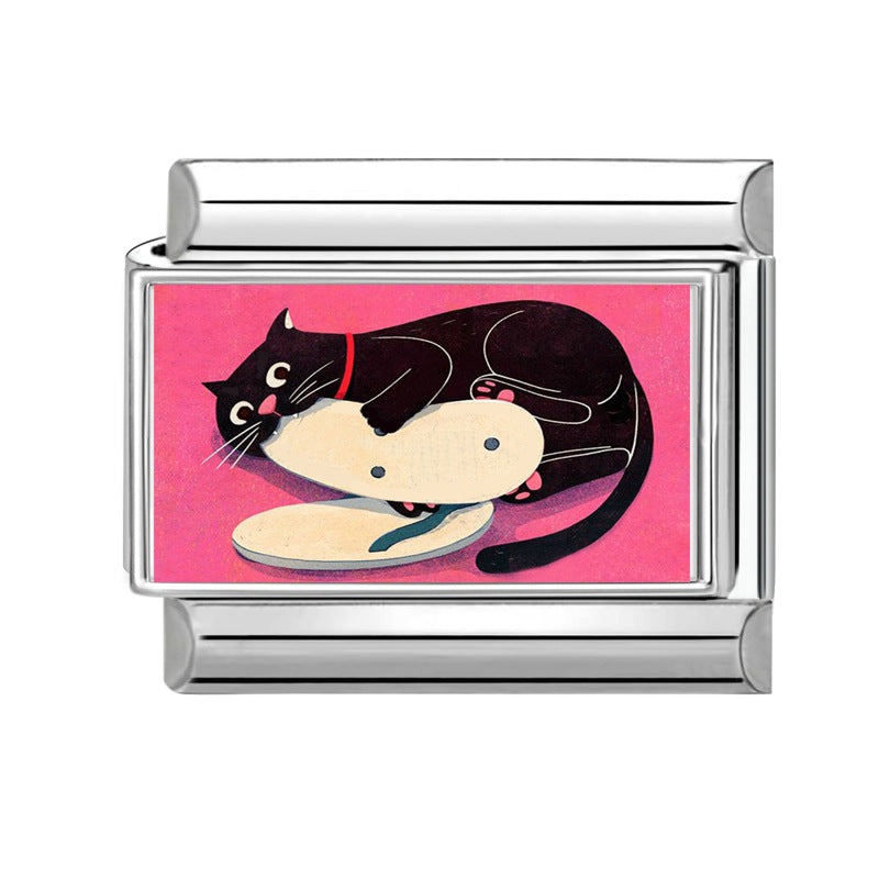 Wholesale Hearts and Love Italian Charms pink series  DIY  Single Section Creative Stainless Steel Composable Bracelet