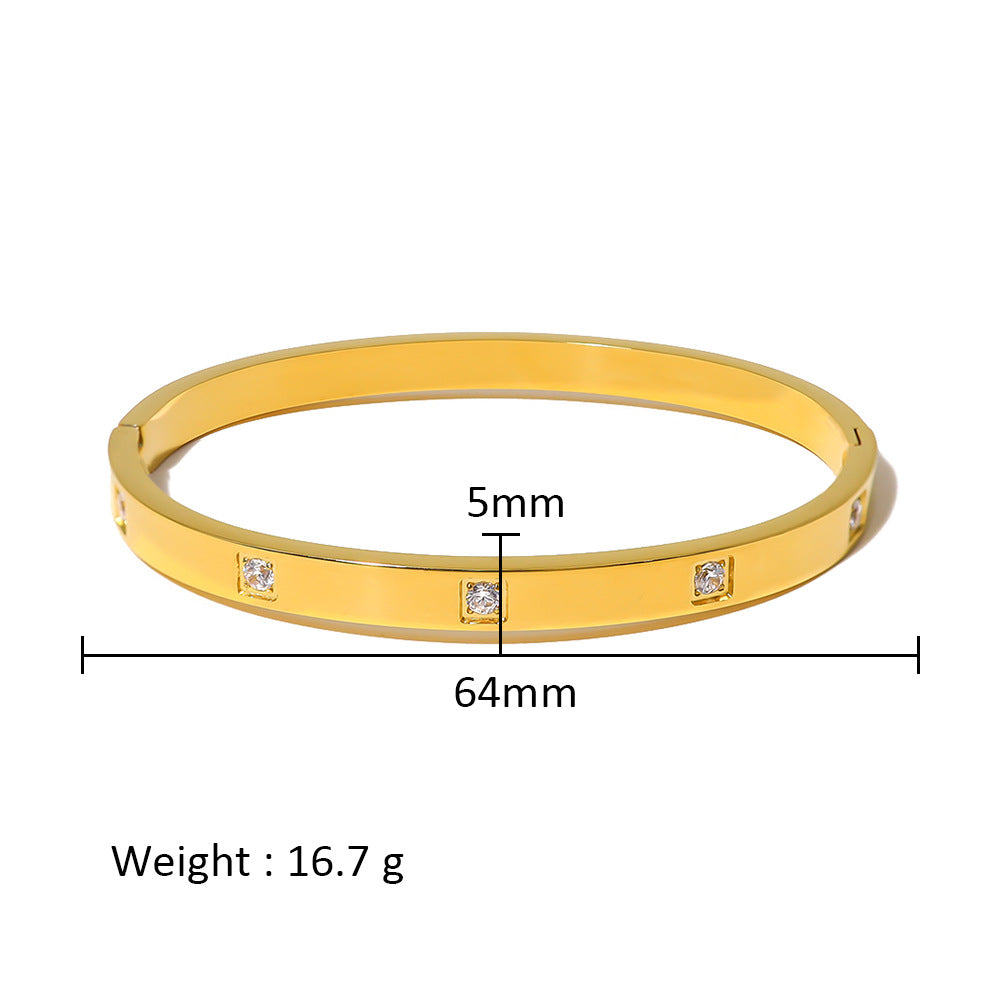 Wholesale Stainless Steel 18K Gold Plated Geometric Star Flower Zircon Bracelet