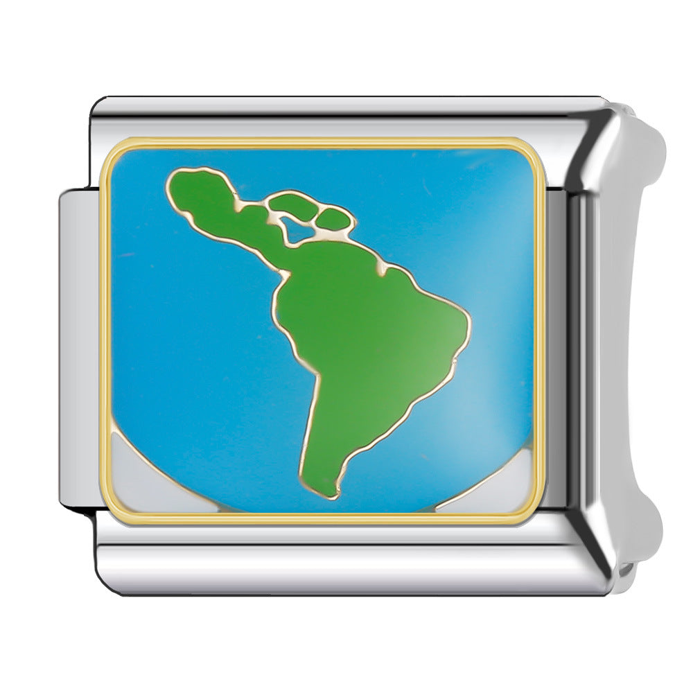 Wholesale Italian Charm Bracelet 9mm DIY Splicing Stainless Steel Holiday Tourism Landmark Composable Bracelet