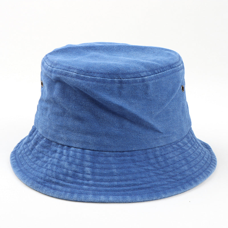 Wholesale Washed Light Basin Hat Cotton Solid Color Retro Bucket Hat ACC-HT-LueLan008