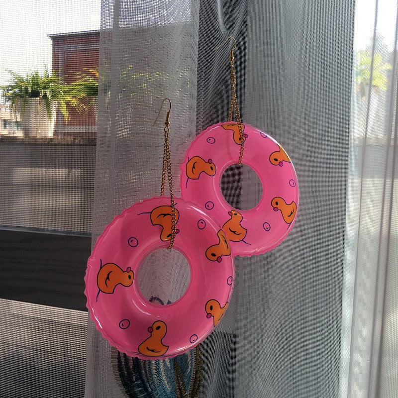 Wholesale Punk Style Cute Little Yellow Duck Swimming Ring Earrings ACC-ES-CT039