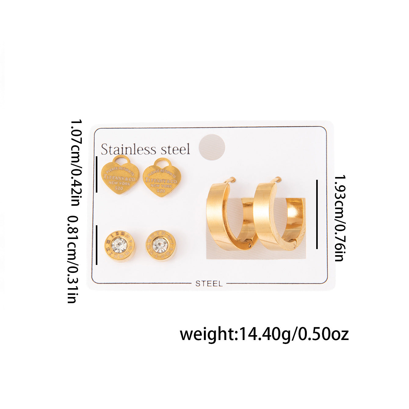 Wholesale Stylish Titanium Steel Love Earrings Set Fashion Jewelry for Party Wear