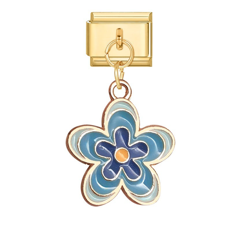 Wholesale Italian modular heart flower DIY bracelet pendant accessories