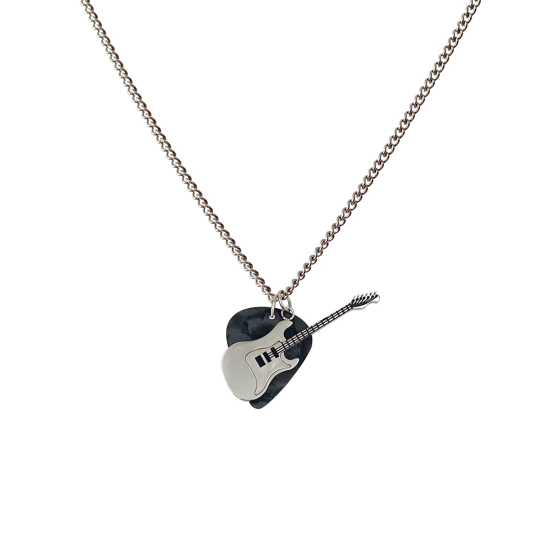 Wholesale Titanium Steel Rock and Roll Music Guitar Necklace