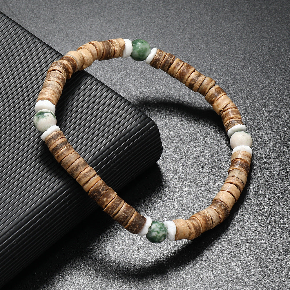 Wholesale Retro Ethnic Style nut Shell Natural Turquoise Bracelet