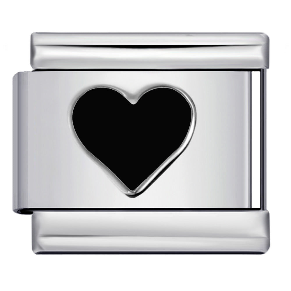 Wholesale Italian Charm Bracelet 9mm DIY Colorful Oil Dripping Heart    Creative Stainless Steel Composable Bracelet