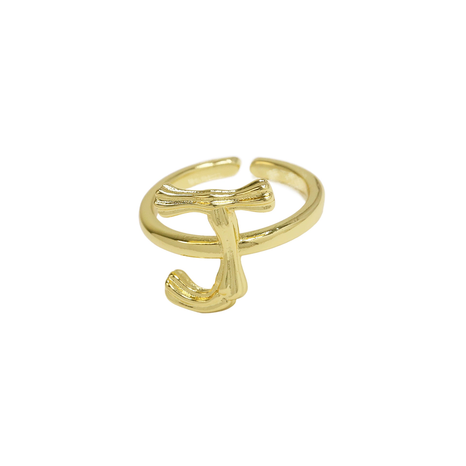 Wholesale  Golden Bamboo Bamboo Simple 26 English Letters Open Ring