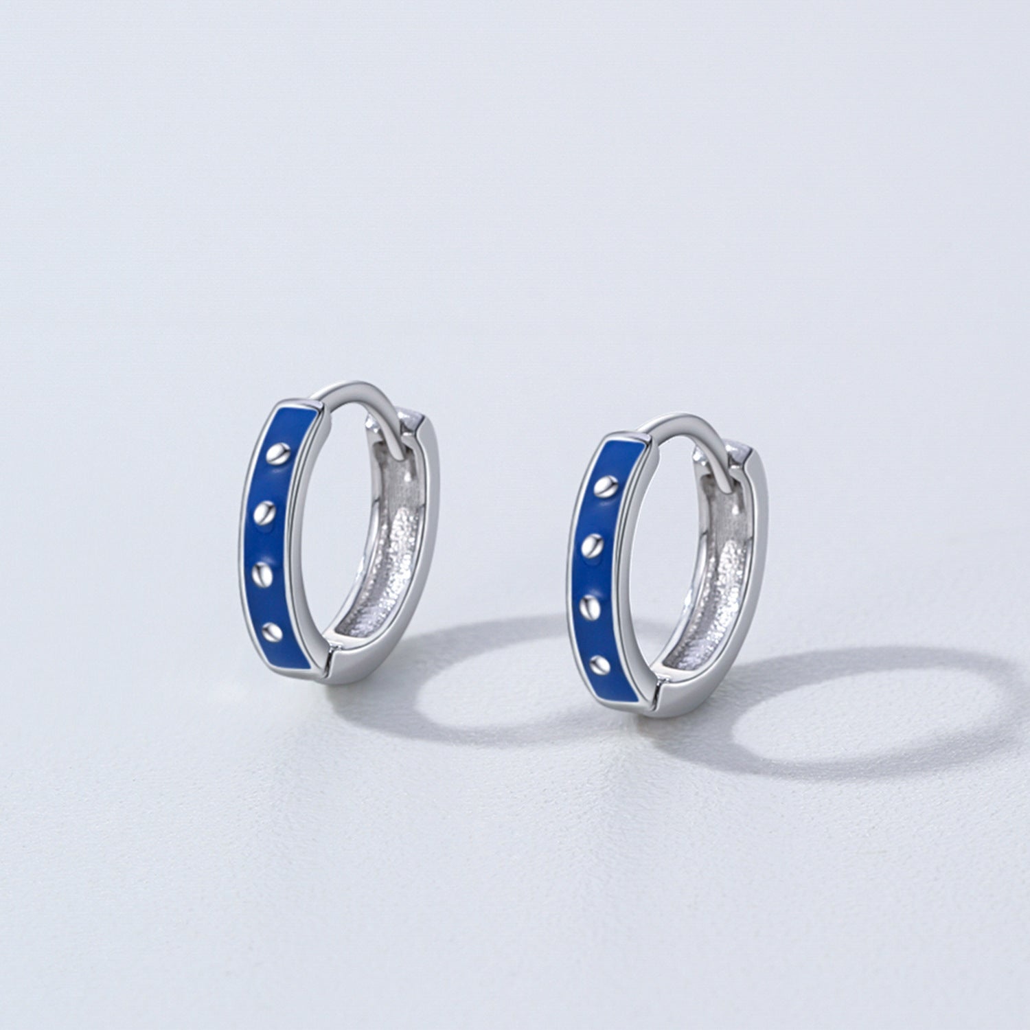 Wholesale S925 sterling silver navy blue enamel craft earrings
