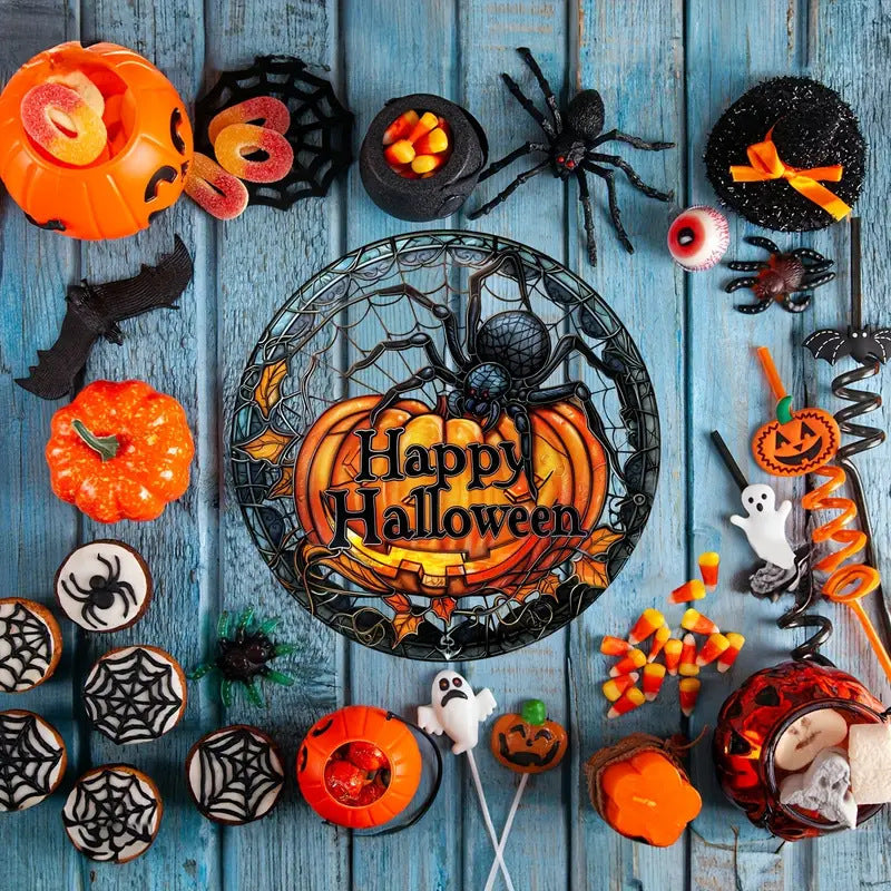 Wholesale  Haunted House Party  Pumpkin Acrylic Round Plate Decoration
