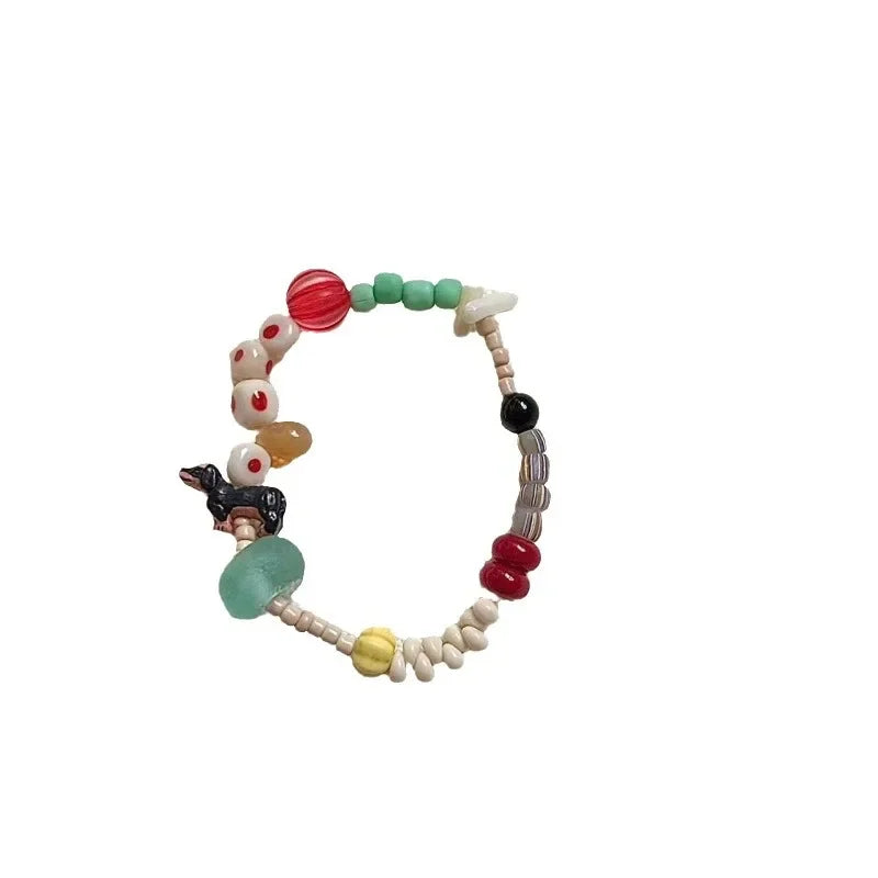 Wholesale Cute Dachshund Colorful Beaded Bracelet