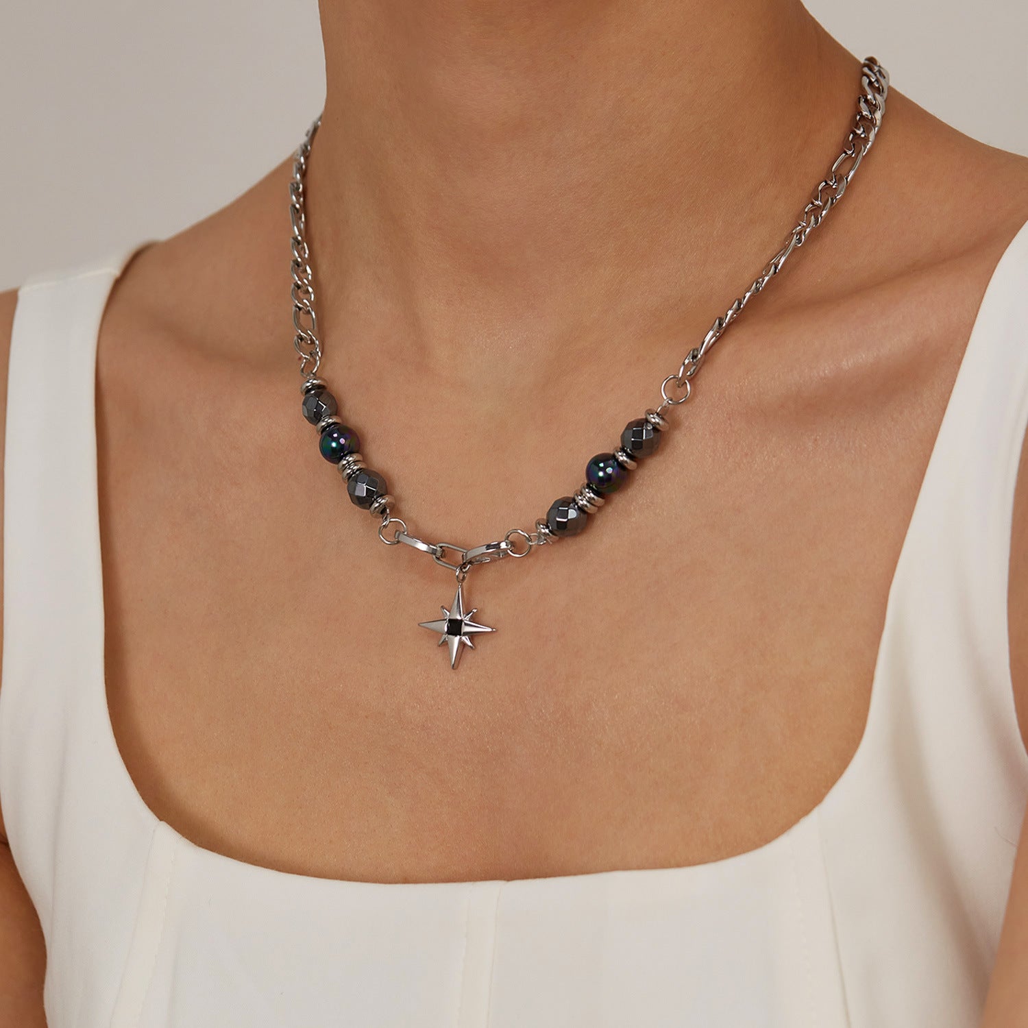 Wholesale  titanium steel eight mans star necklace