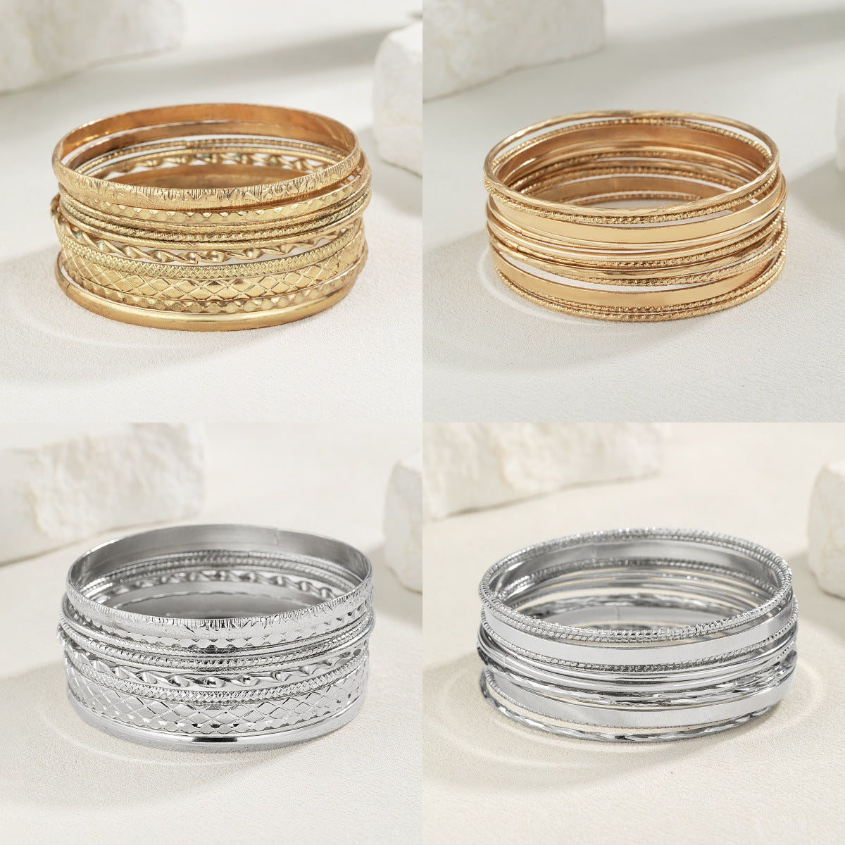 Wholesale Fashion Wide Face Carved  Alloy Personality Multi-Piece Bracelet