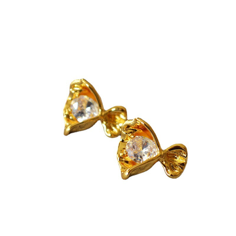 Wholesale wrinkle packaging hand holding bouquet colorful candy zircon earrings