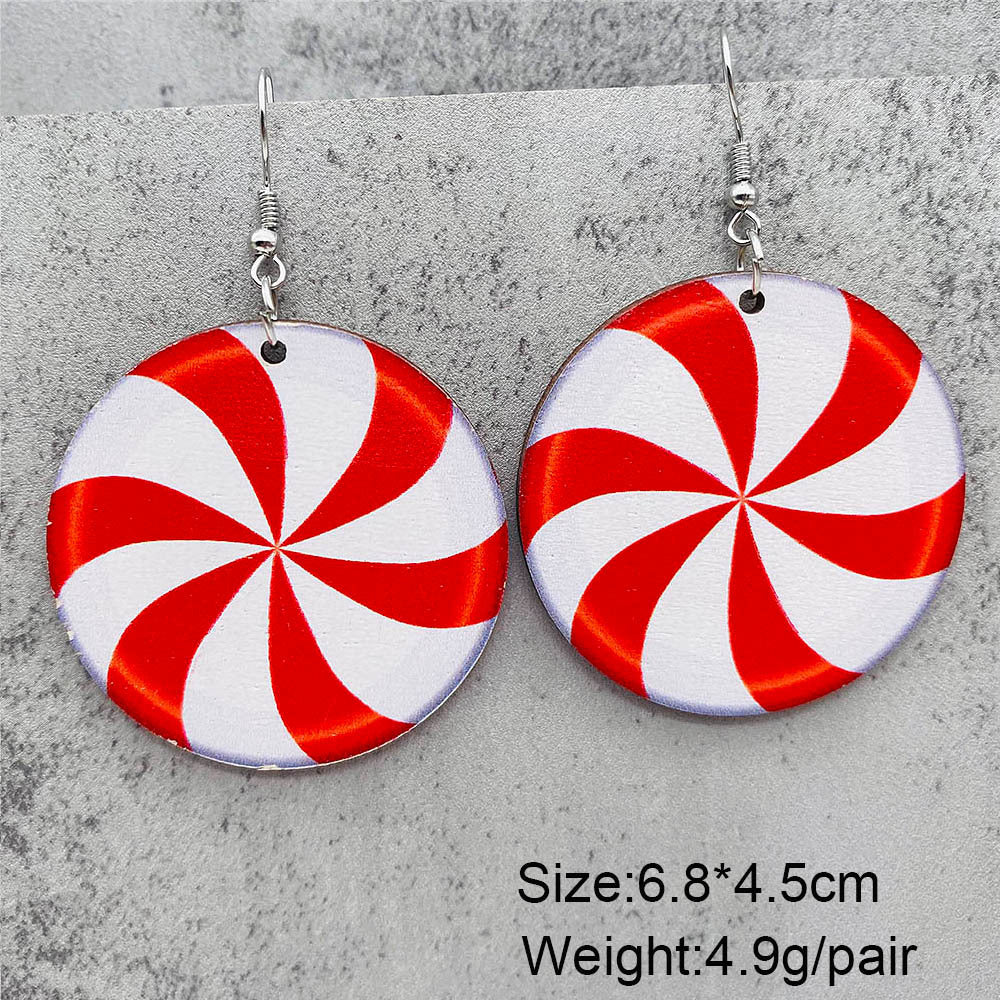 Wholesale Christmas Halloween  candy crutch lollipop wooden earrings