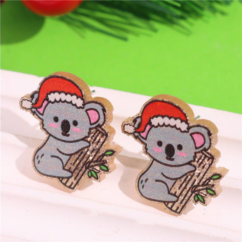 Wholesale Christmas Tree Rainbow Sloth Dinosaur Candy House Crystal Ball  Earrings