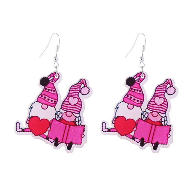 Wholesale Pink Tape Valentine's Day Double Sided Acrylic Earrings ACC-ES-ChouT005