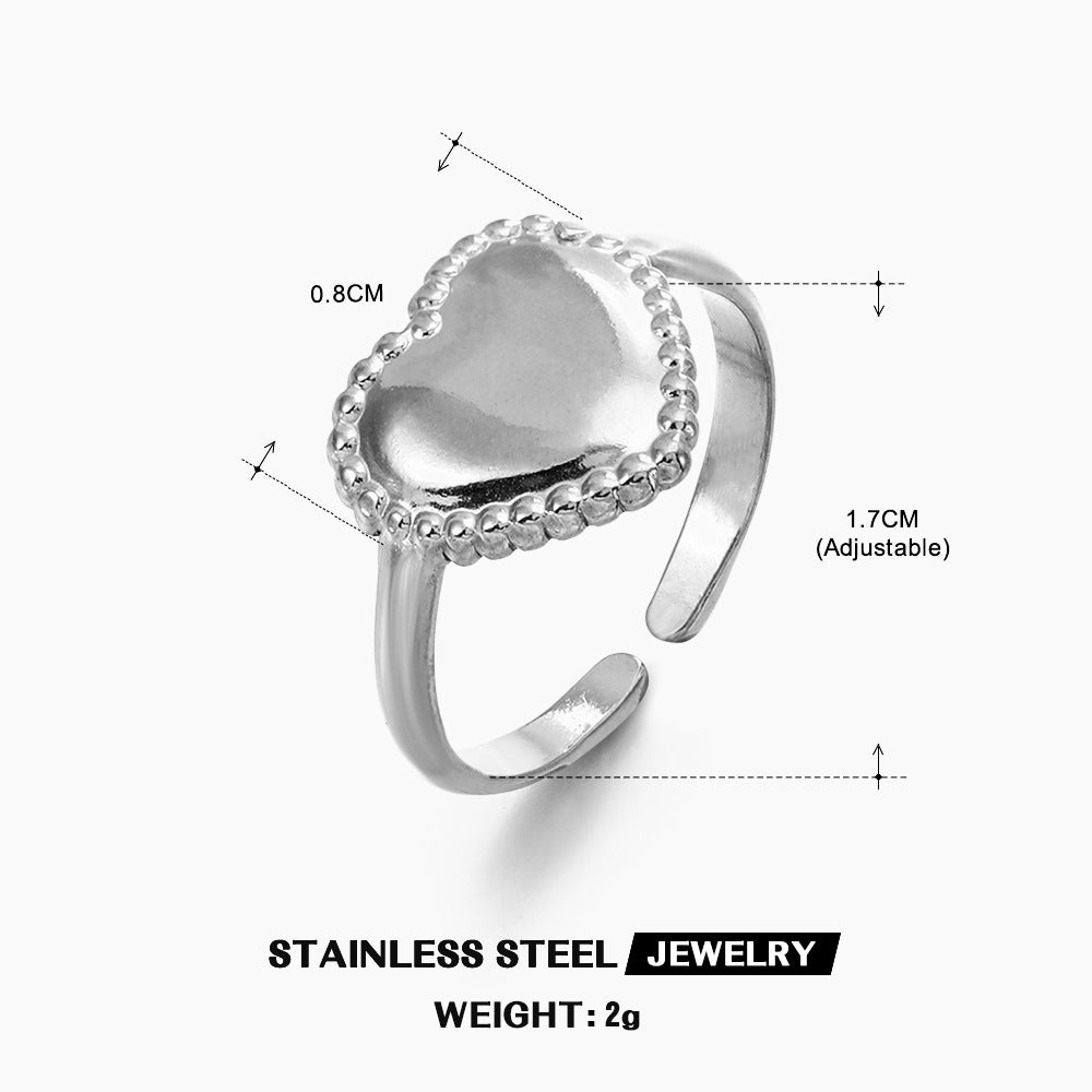 Wholesale Stainless Steel Love Heart 18K Gold Plated Ring