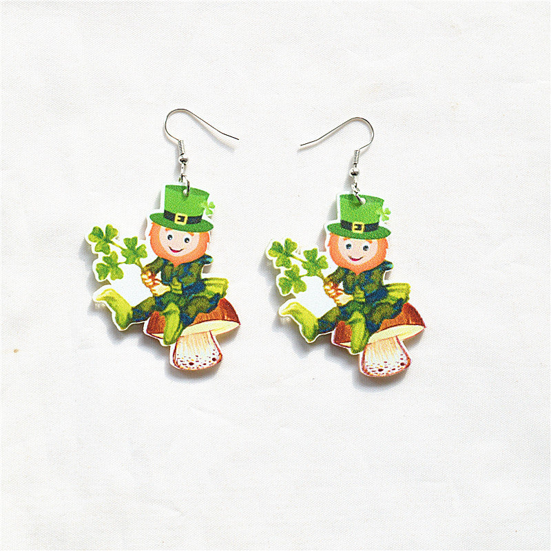 Wholesale St. Patrick's Day Green Man Earrings ACC-ES-XN036