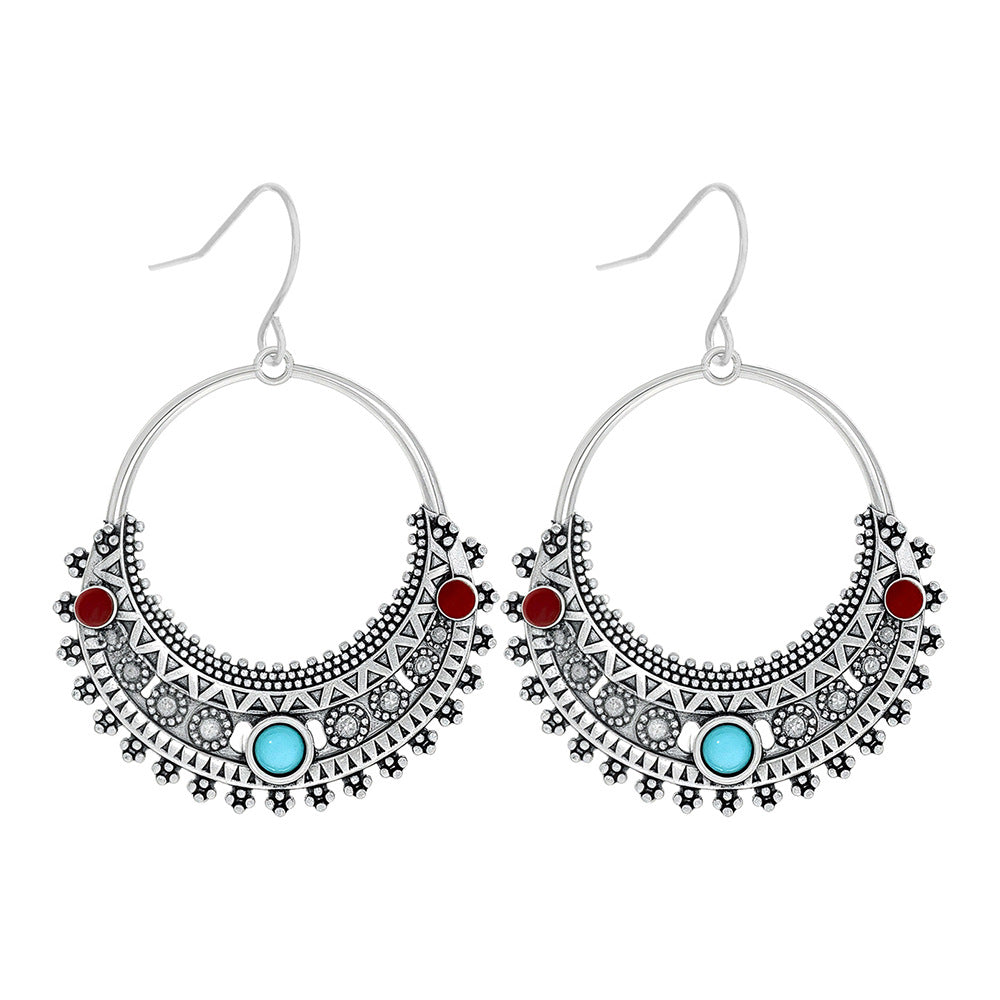Wholesale Ethnic Style Geometric Acrylic Turquoise Earrings for Women Fashion Jewelry