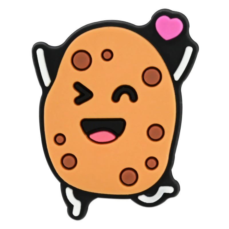 Wholesale Random 100pcs Cute cartoon potato-shaped  PVC Soft Rubber Shoe Buckle Decoration