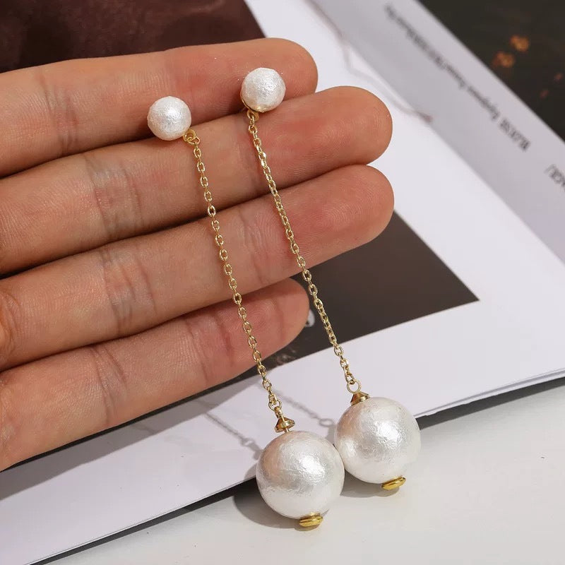 Wholesale Castle White Rose Fairy Long Earrings Fashion Accessory Boutique Gift