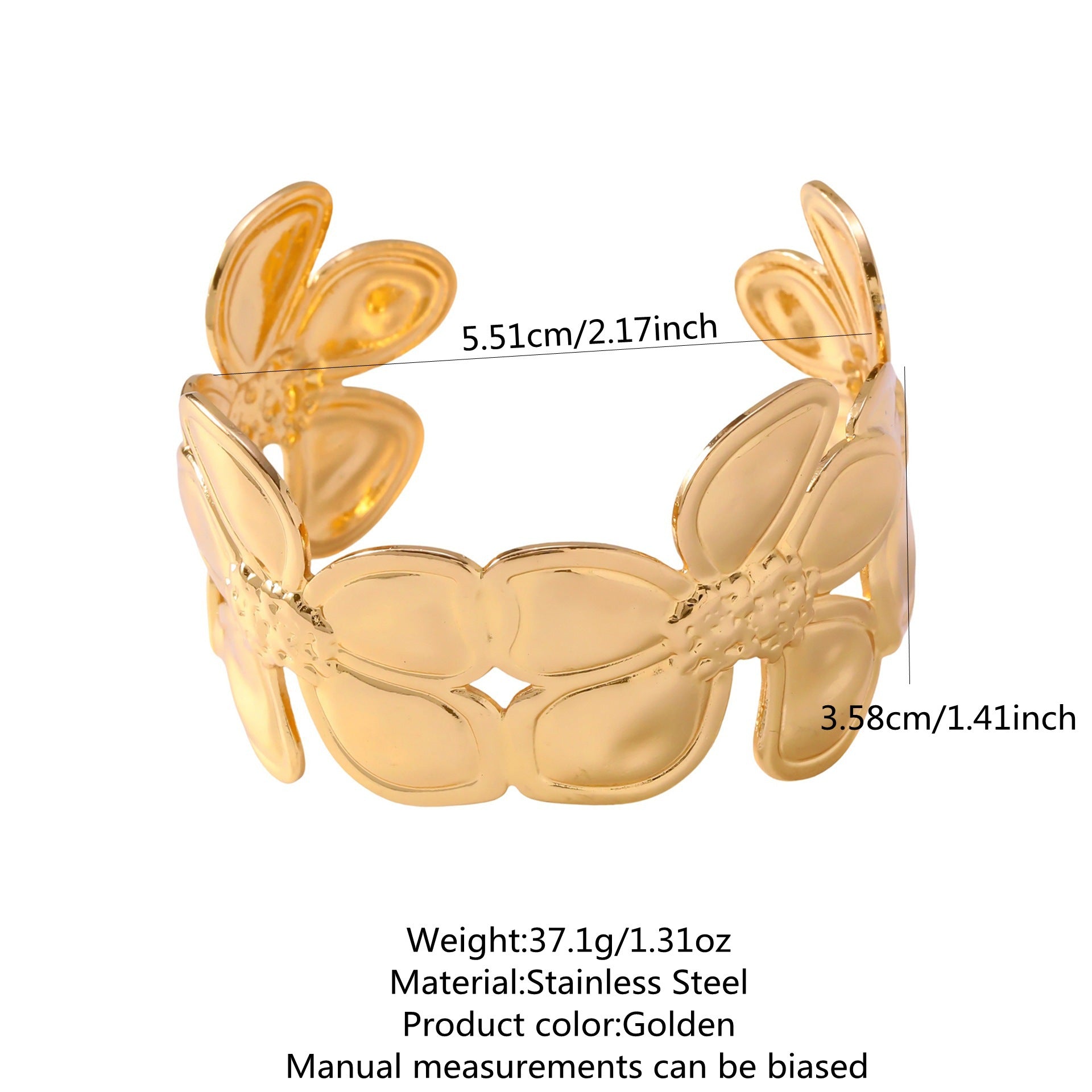 Wholesale Light Luxury Stainless Steel Open Cuff Bracelet with Cutout Design