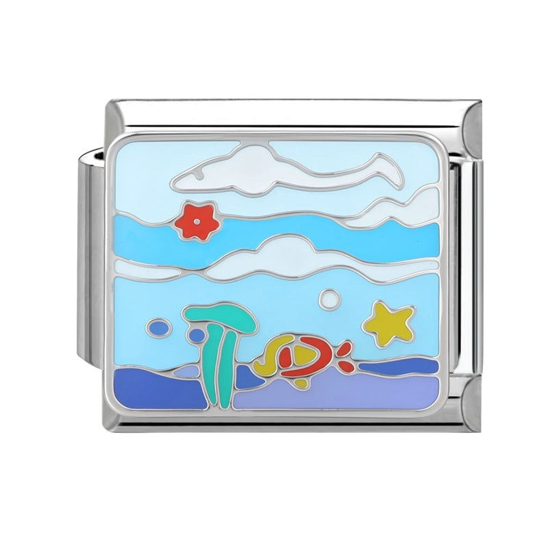 Wholesale 9mm Italian Charm Starter Bracelets DIY Marine Series Stainless Steel Composable Bracelet