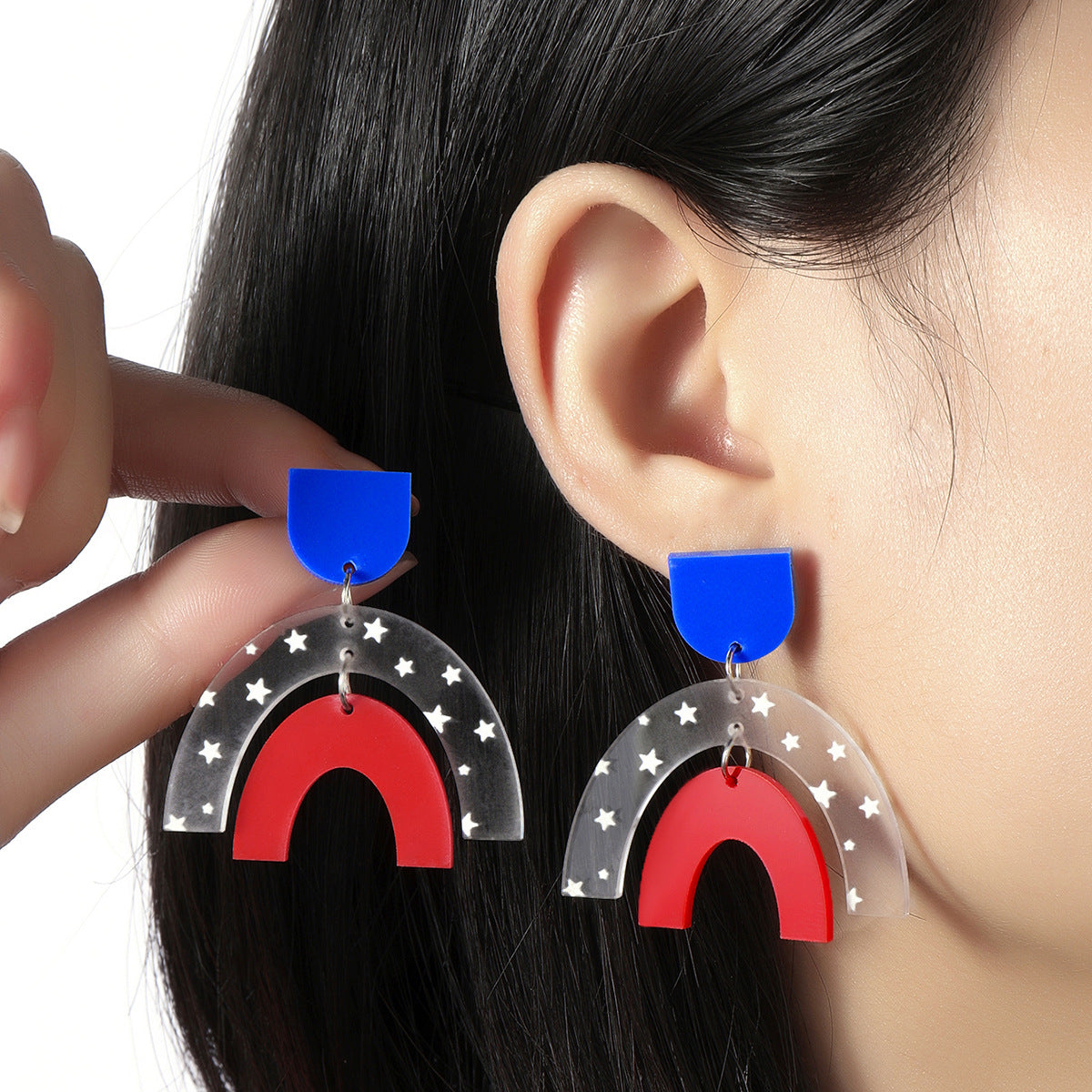 Wholesale  American Independence Day Rocket Rainbow Print Acrylic  Earrings