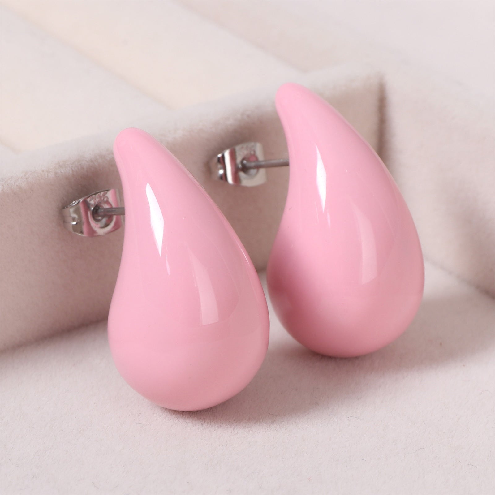 Wholesale Stainless Steel Colorful Oil Drop Geometric Earrings