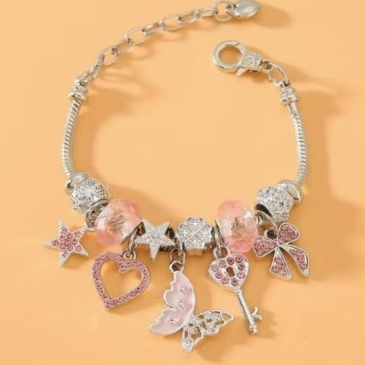 Wholesale DIY Beaded Butterfly Heart Key Bracelet