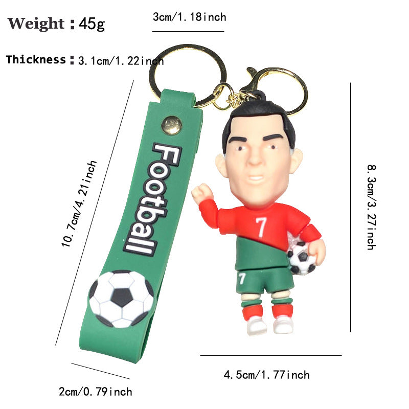 Wholesale World Cup Stars PVC Keychain Figurine Car Key Accessory for Football Fans
