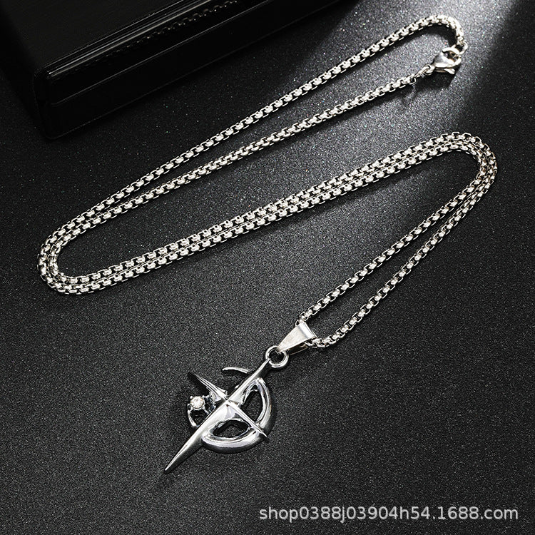 Wholesale Titanium Steel Light Luxury Star and Moon Necklace
