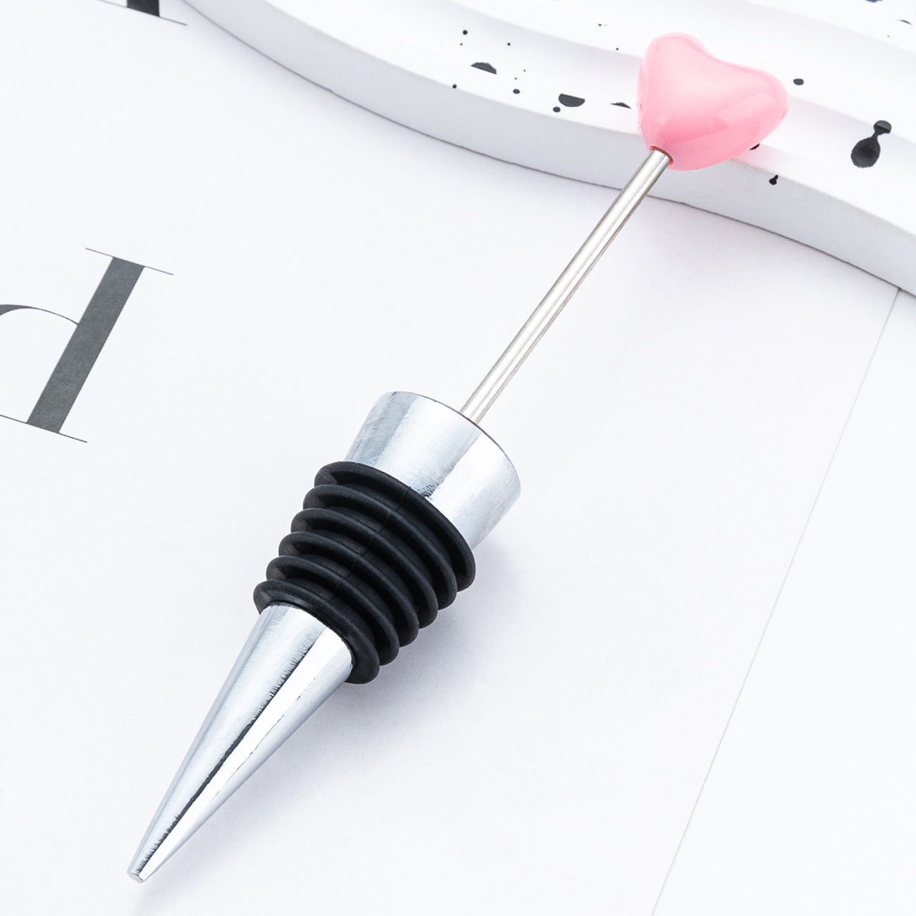 Wholesale DIY beadable Heart-Shaped Wine Stoppers