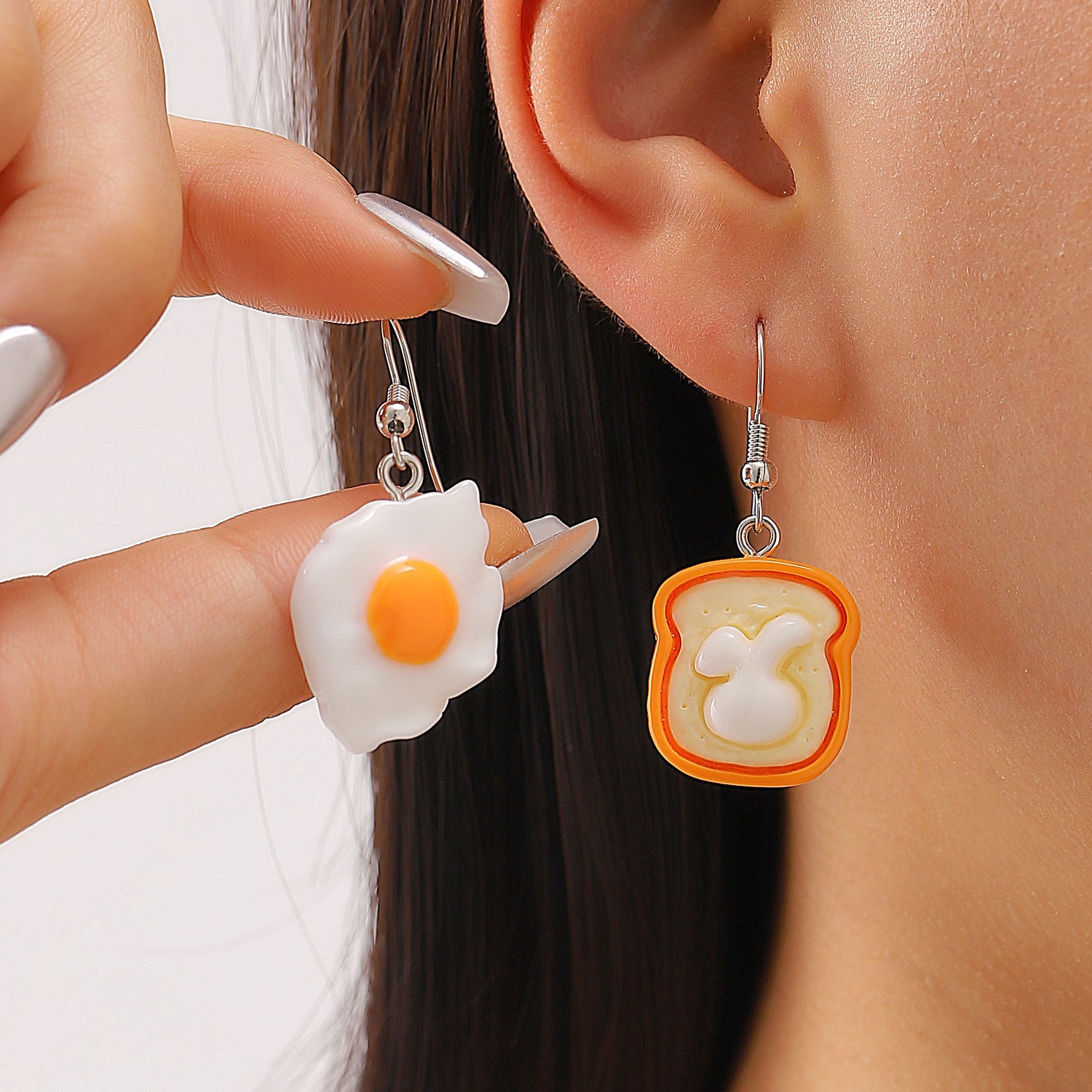 Wholesale Funny Donut Earrings Set For Women White Plastic Resin Party Gift Boutique Resale
