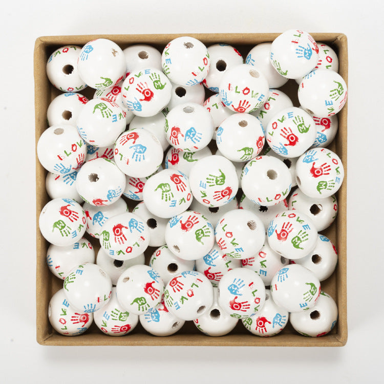 Wholesale 50pcs Mother's Day Wooden Beads Colored Wooden Beads Focal Beads ACC-BDS-DianJin003