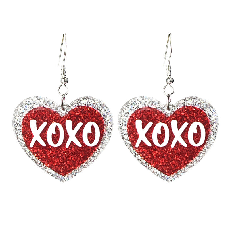 Wholesale 2Pairs/pack Valentine's Day Shiny Heart Love Words Cowboy Boots Acrylic Earrings ACC-ES-HY201