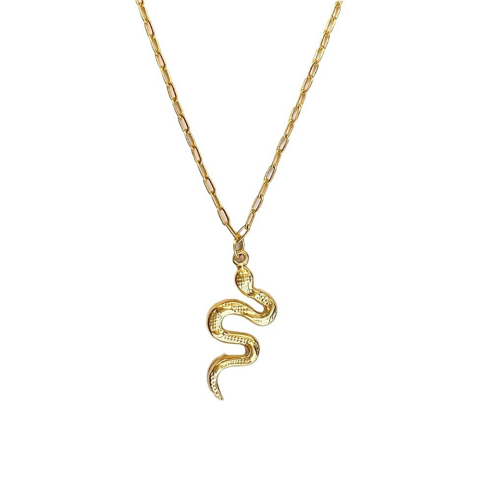 Wholesale Geometric Pattern Snake Stainless Steel 18K Gold Plated Necklaces ACC-NE-Youbi002